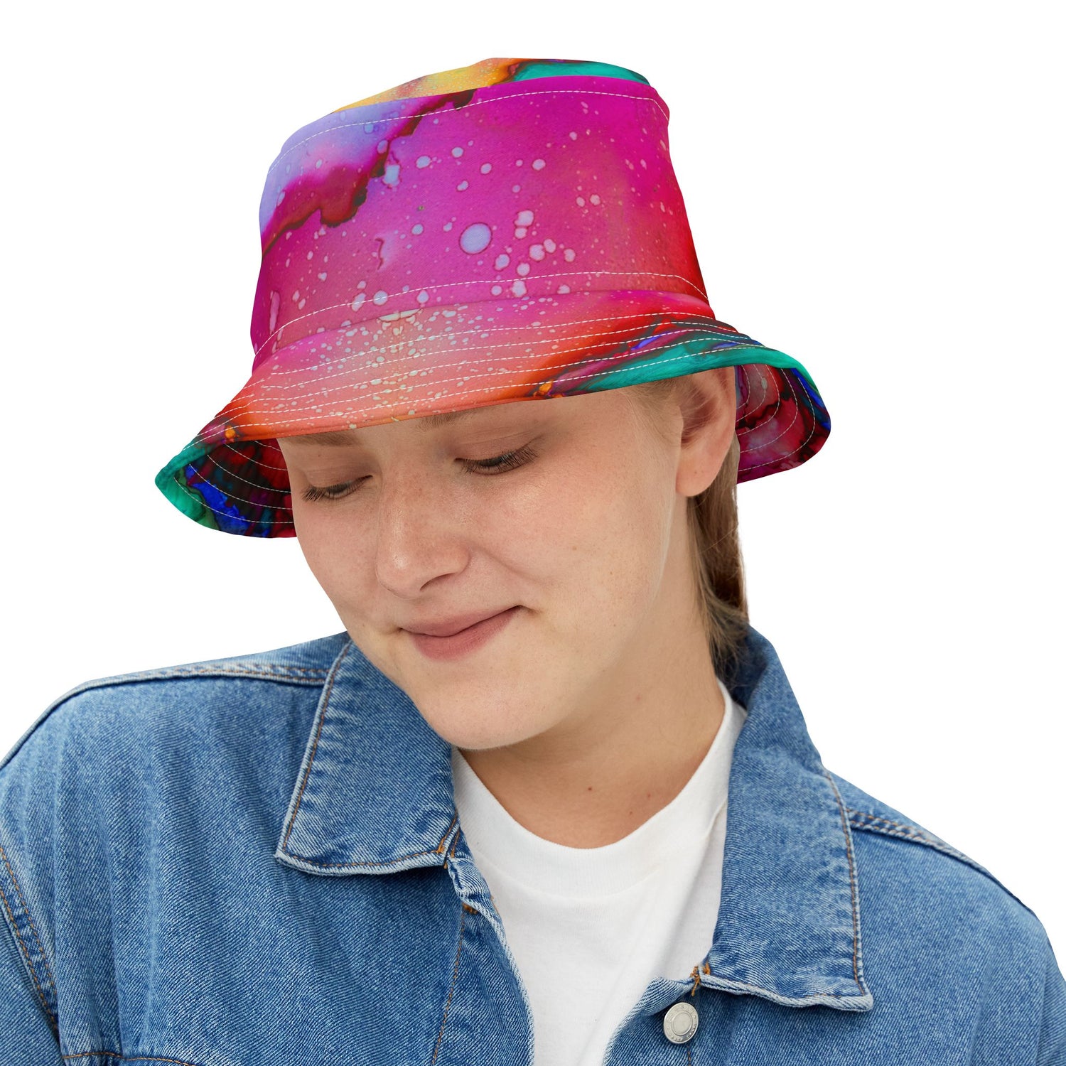 Martian Marble Swirl Abstract Print Vibrant Bucket Hat