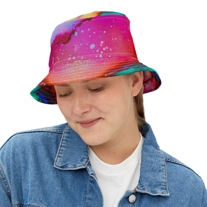 Martian Marble Swirl Abstract Print Vibrant Bucket Hat