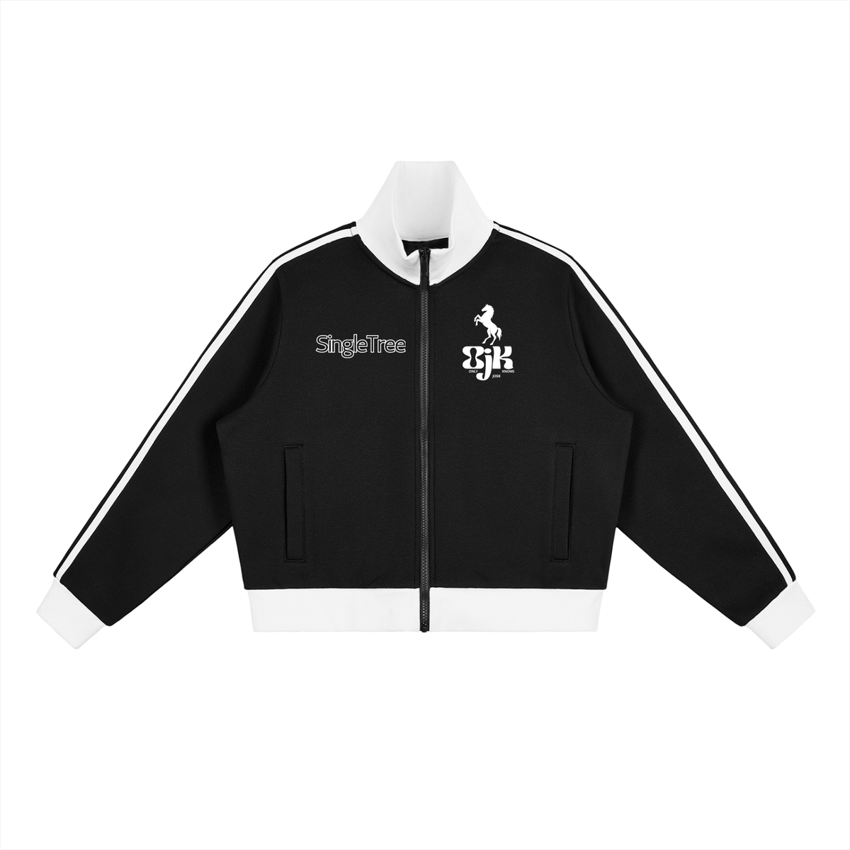 Spoiled &amp;  Entitled™ + STL Contrast Side Stripe Fleece Cropped Track Jacket