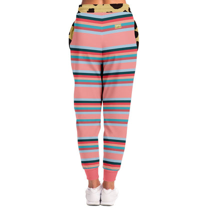 Blue Dragonfly Pink Striped Eco-Poly Unisex Joggers