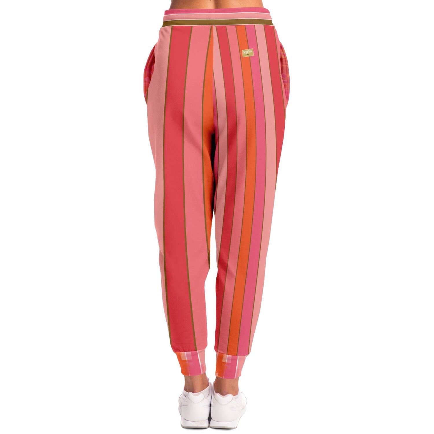 Coral Lipstick Rugby Stripe Eco-Poly Unisex Joggers
