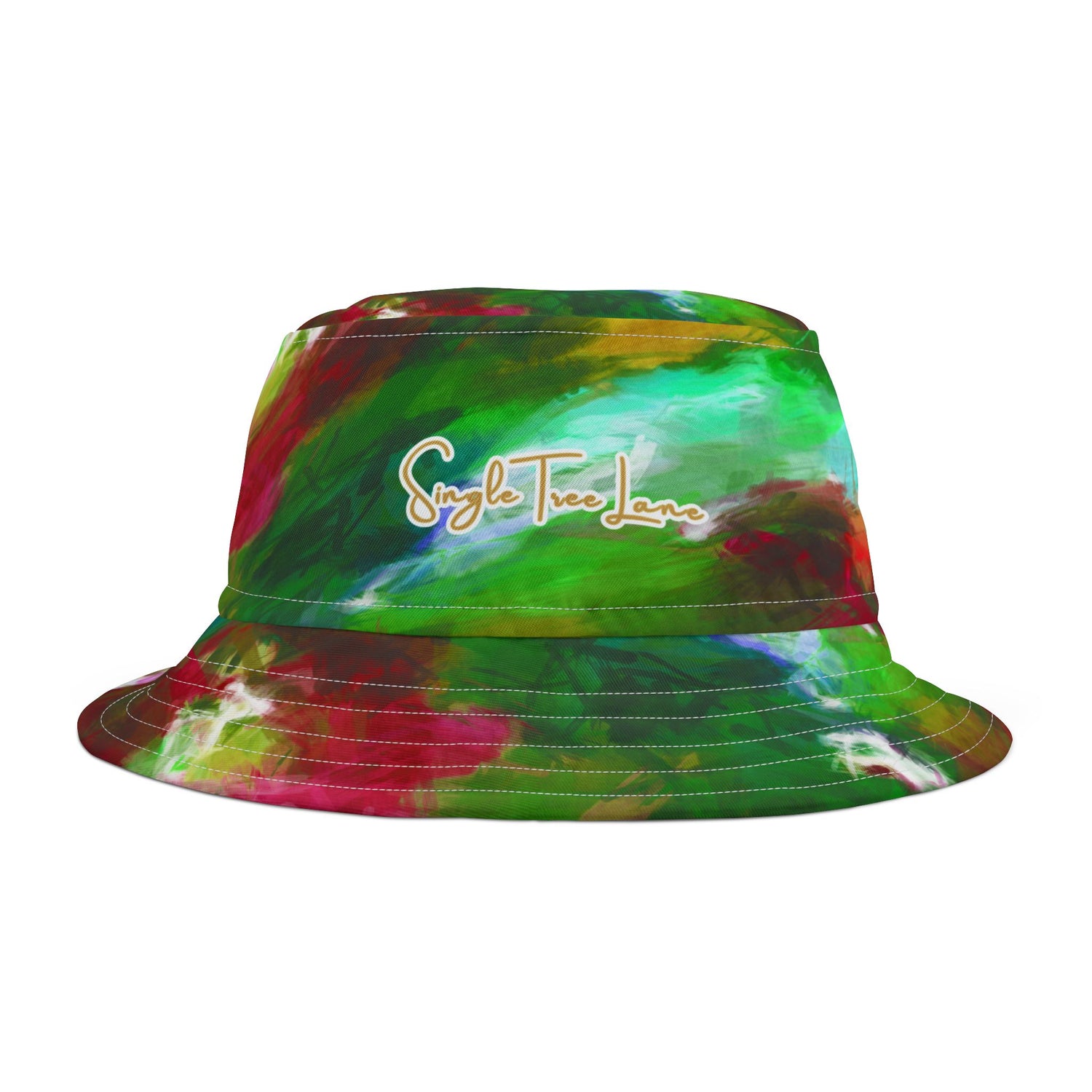 Green Abstract Colorblock Brushstrokes Vibrant Bucket Hat
