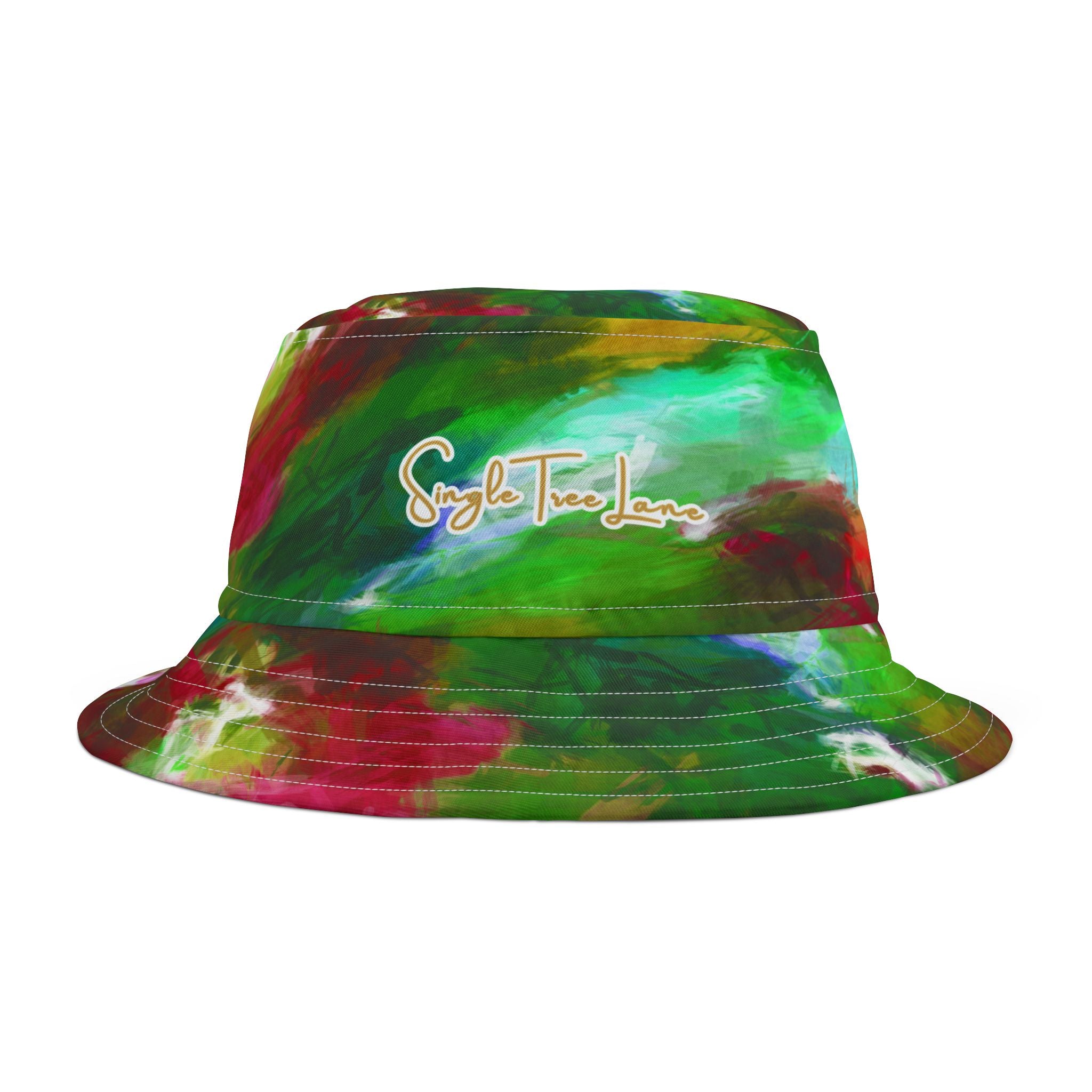 Green Abstract Colorblock Brushstrokes Vibrant Bucket Hat