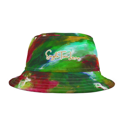 Green Abstract Colorblock Brushstrokes Vibrant Bucket Hat