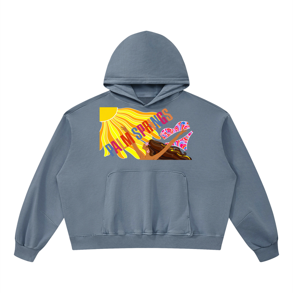 Here Comes the Sun Palm Springs Unisex Boxy Vintage Washed Hoodie
