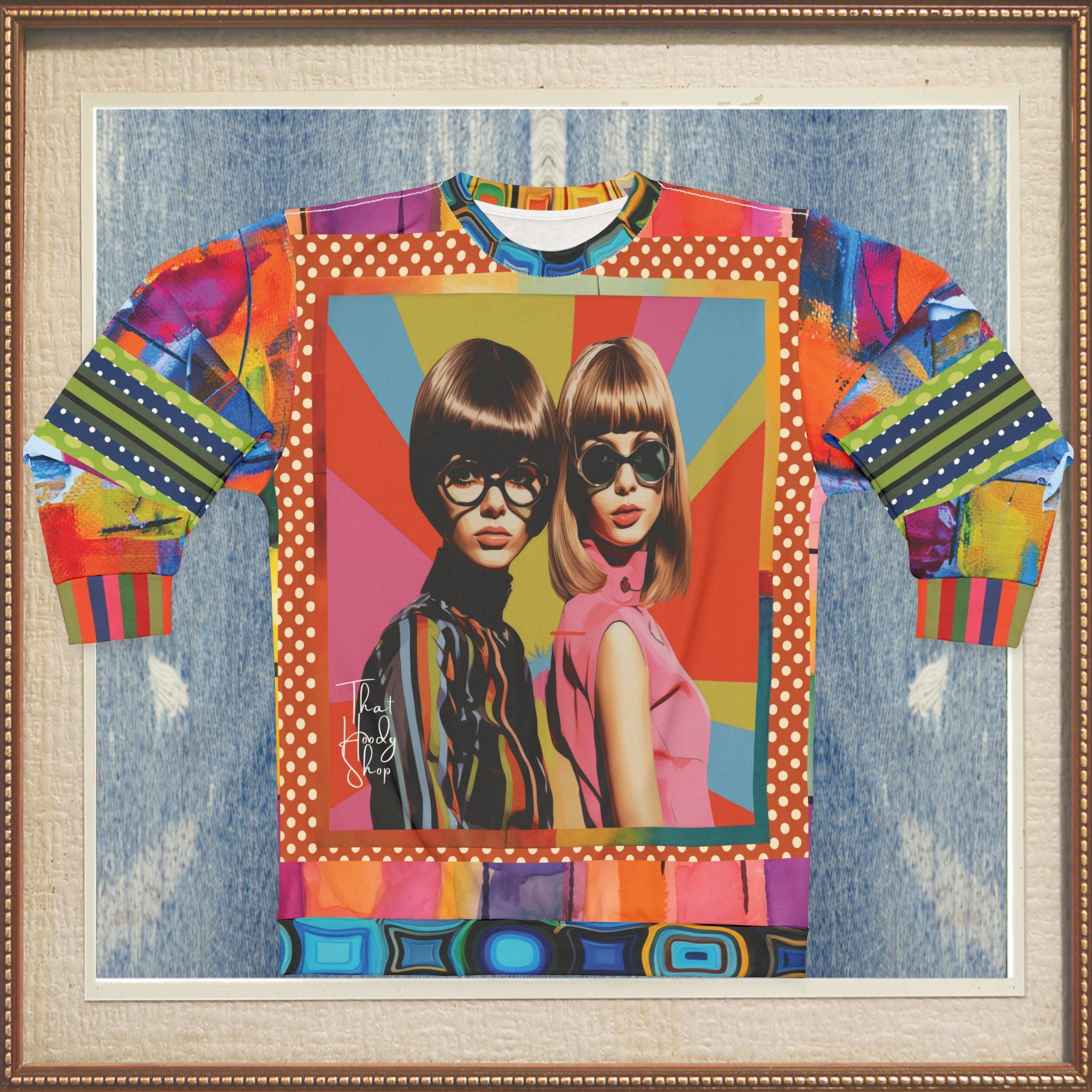 Beatnik Girls - Rainbow Flash Hippie Abstract Print Unisex Sweatshirt (Gold Label)
