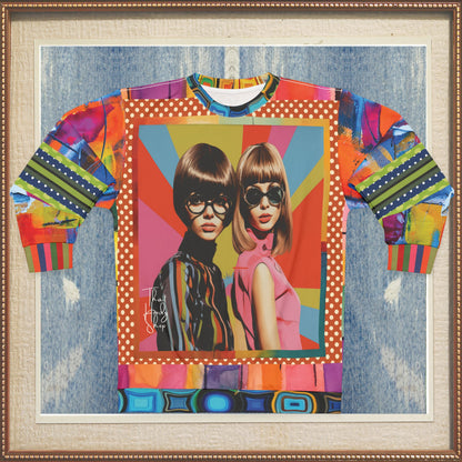 Beatnik Girls - Rainbow Flash Hippie Abstract Print Unisex Sweatshirt (Gold Label)