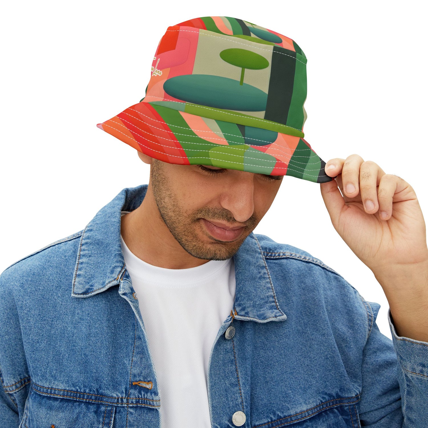 Futuristic Abstract Geo Stripe Vibrant Bucket Hat