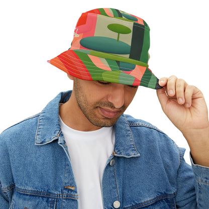 Futuristic Abstract Geo Stripe Vibrant Bucket Hat
