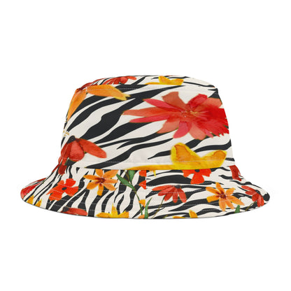 Meet Me in Tangiers Zebra Floral Stripe Vibrant Bucket Hat