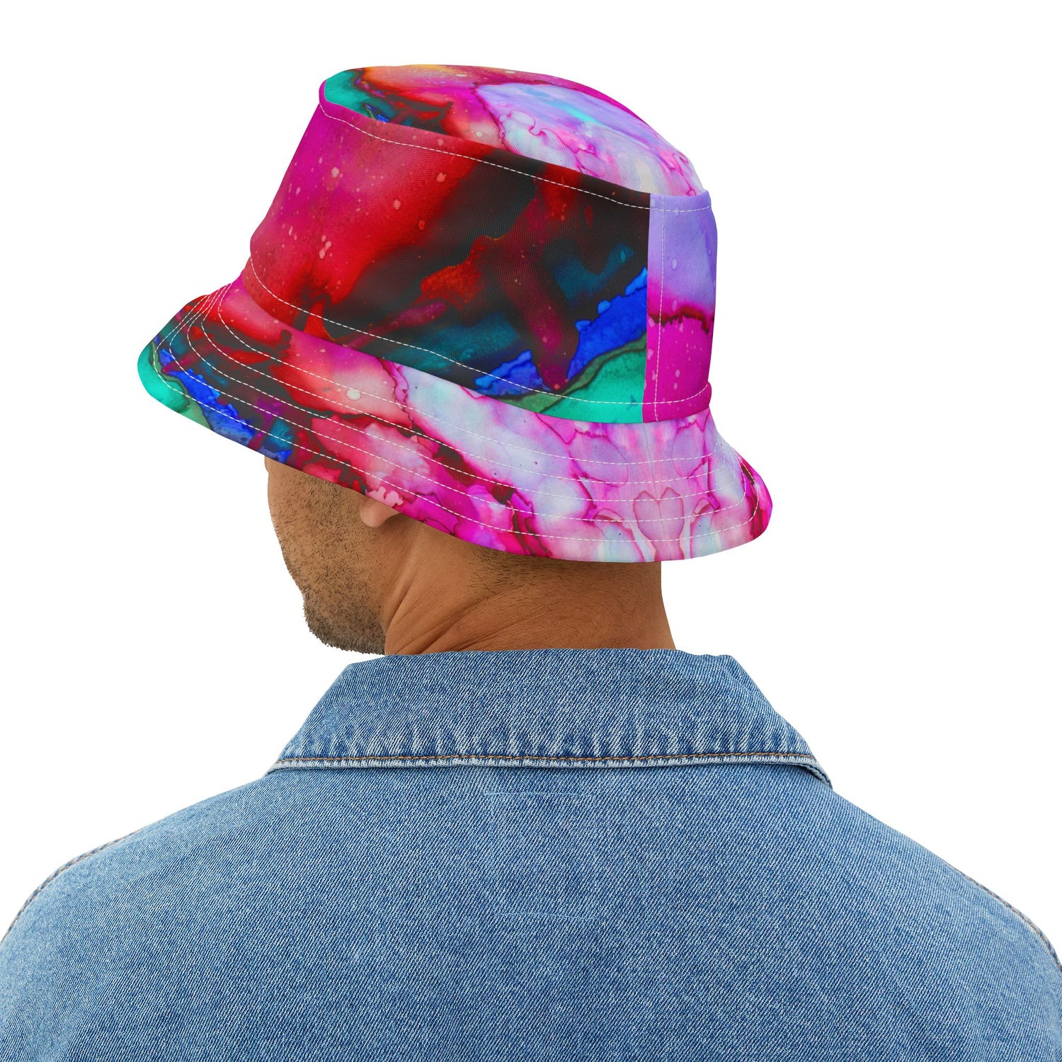 Martian Marble Swirl Abstract Print Vibrant Bucket Hat