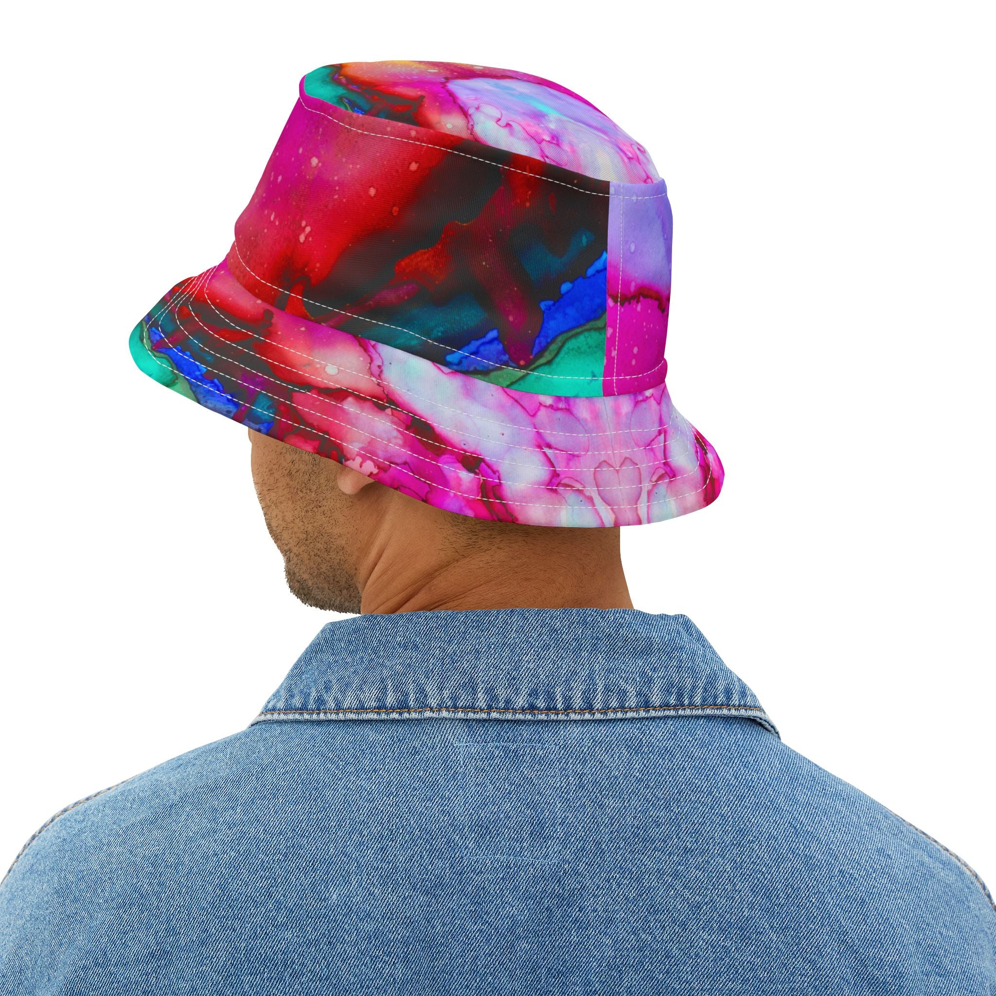 Martian Marble Swirl Abstract Print Vibrant Bucket Hat