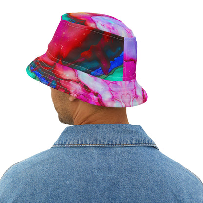 Martian Marble Swirl Abstract Print Vibrant Bucket Hat