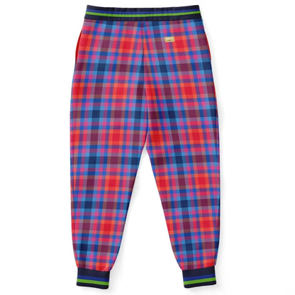 Red Dawn Plaid Eco-Poly Unisex Joggers