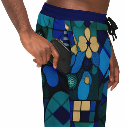 Blue Mystic Abstract Plaid Eco-Poly Unisex Joggers