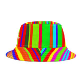 Colorful fluroscent striped bucket hat on a white background