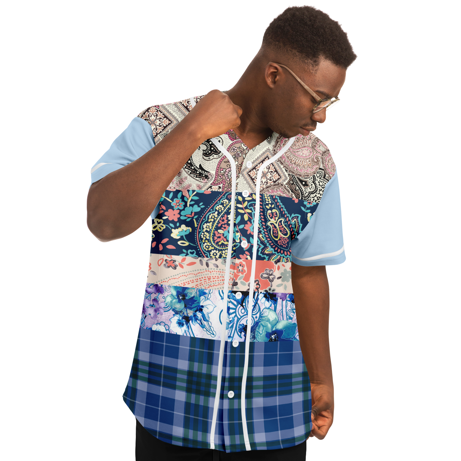 Dolores Park Paisley Print Short Sleeve Eco-Poly Baseball Jersey