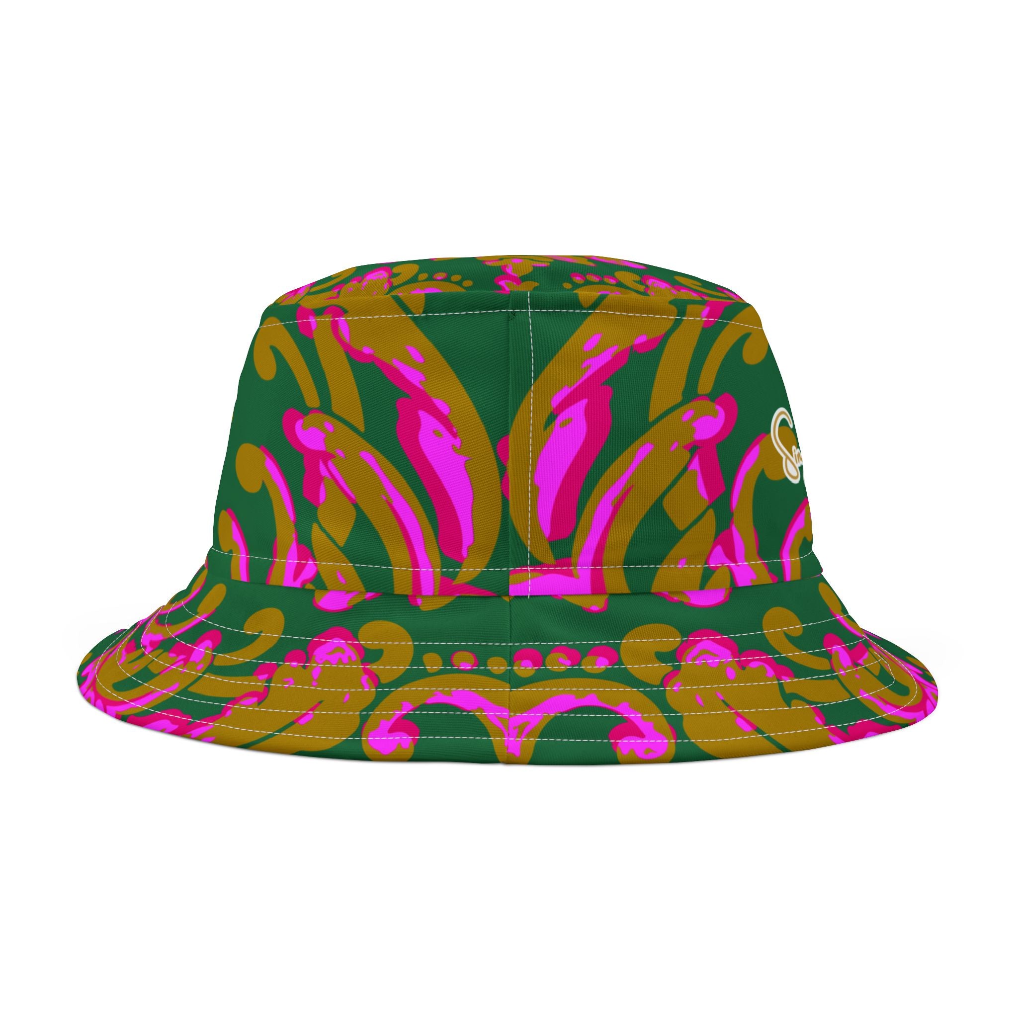 Fleur de Lis in Pink and Green Vibrant Bucket Hat
