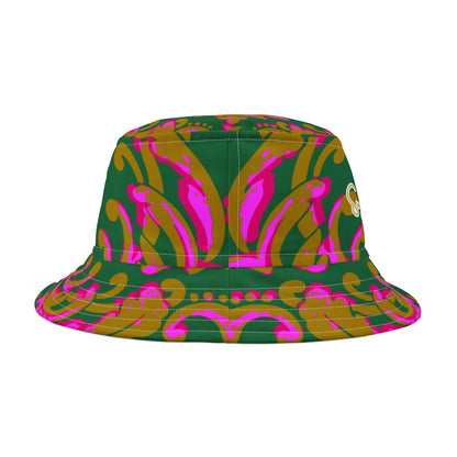 Fleur de Lis in Pink and Green Vibrant Bucket Hat