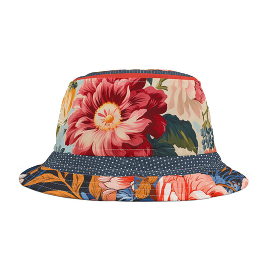 Lauren Ashley English Rose Floral Vibrant Bucket Hat