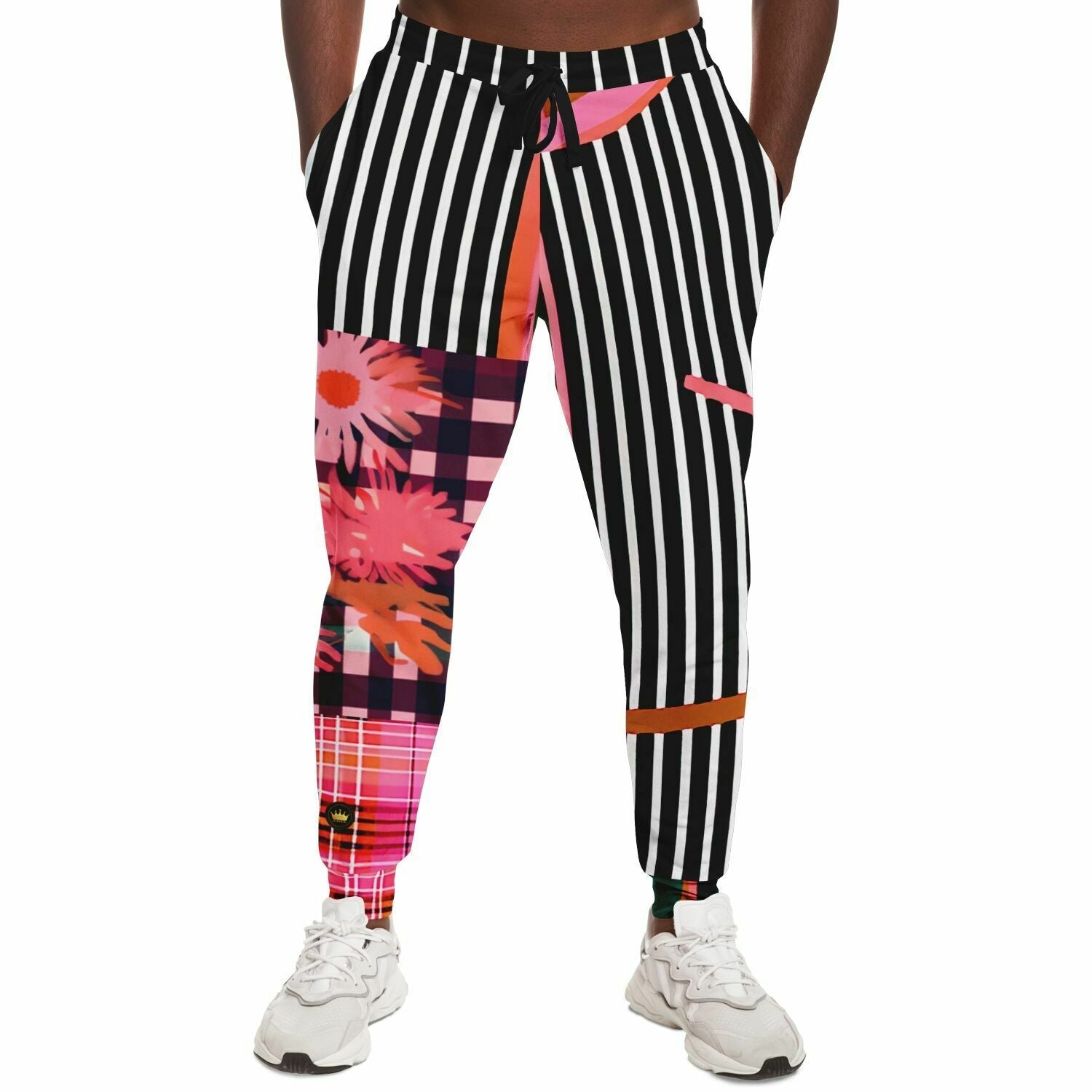 Pink Chrysanthemum Plaid Eco-Poly Unisex Joggers