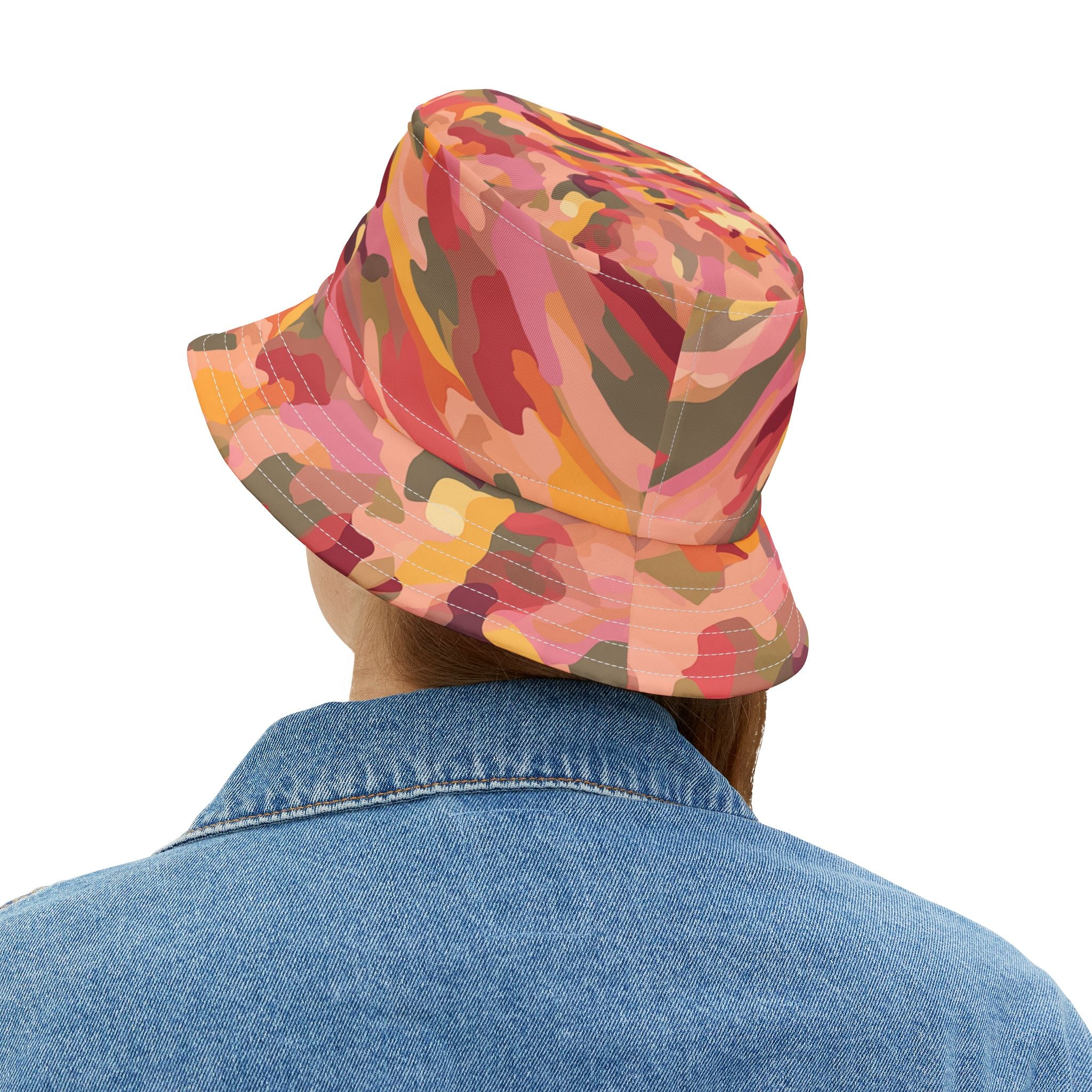 Orange Crush Groove Abstract Camo Vibrant Bucket Hat