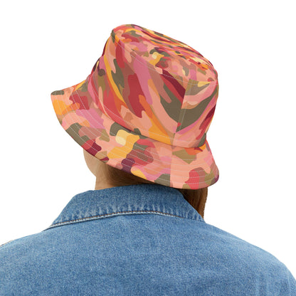 Orange Crush Groove Abstract Camo Vibrant Bucket Hat
