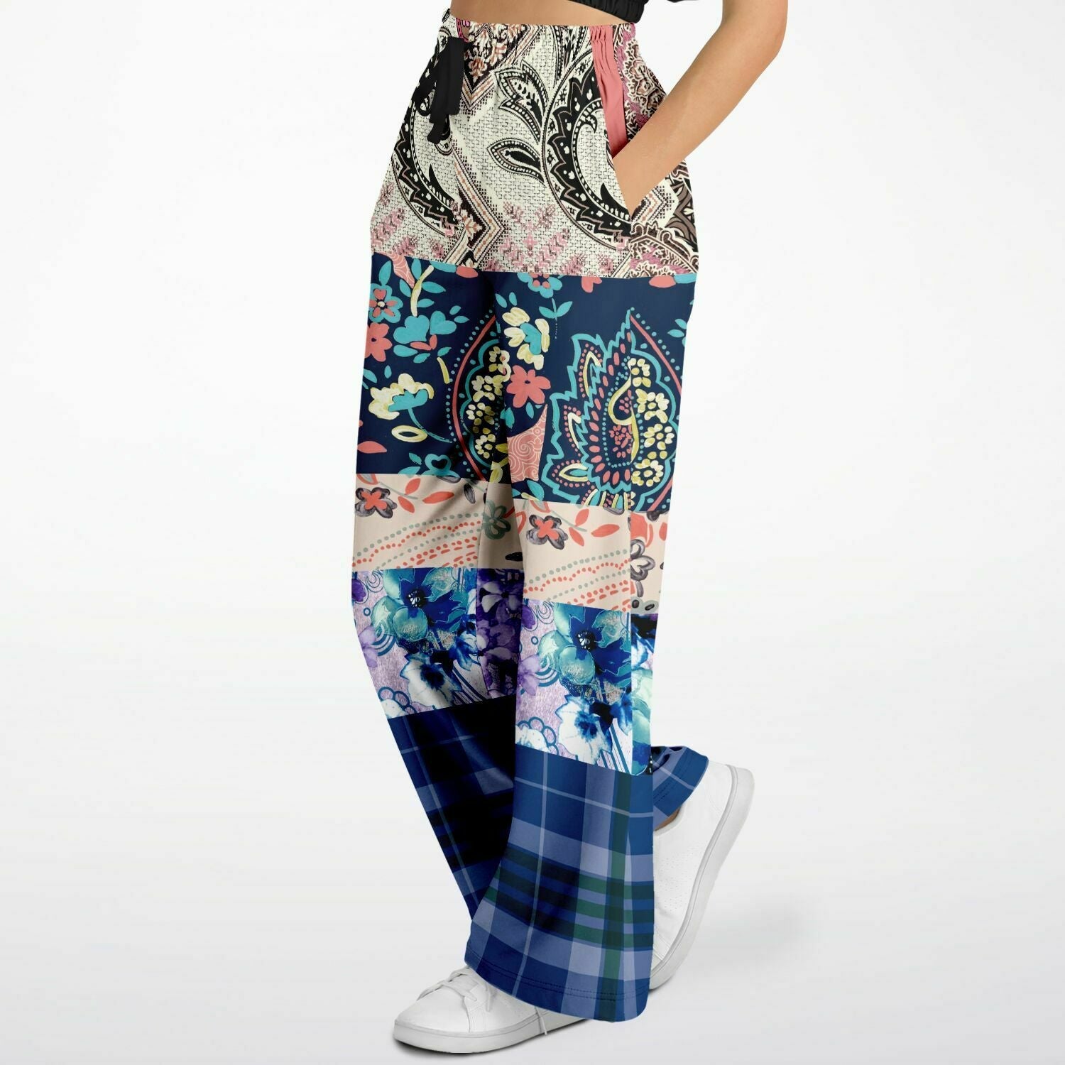 Dolores Park Paisley Plaid Eco-Poly Wide Leg Pants