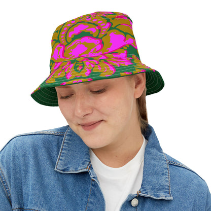 Fleur de Lis in Pink and Green Vibrant Bucket Hat