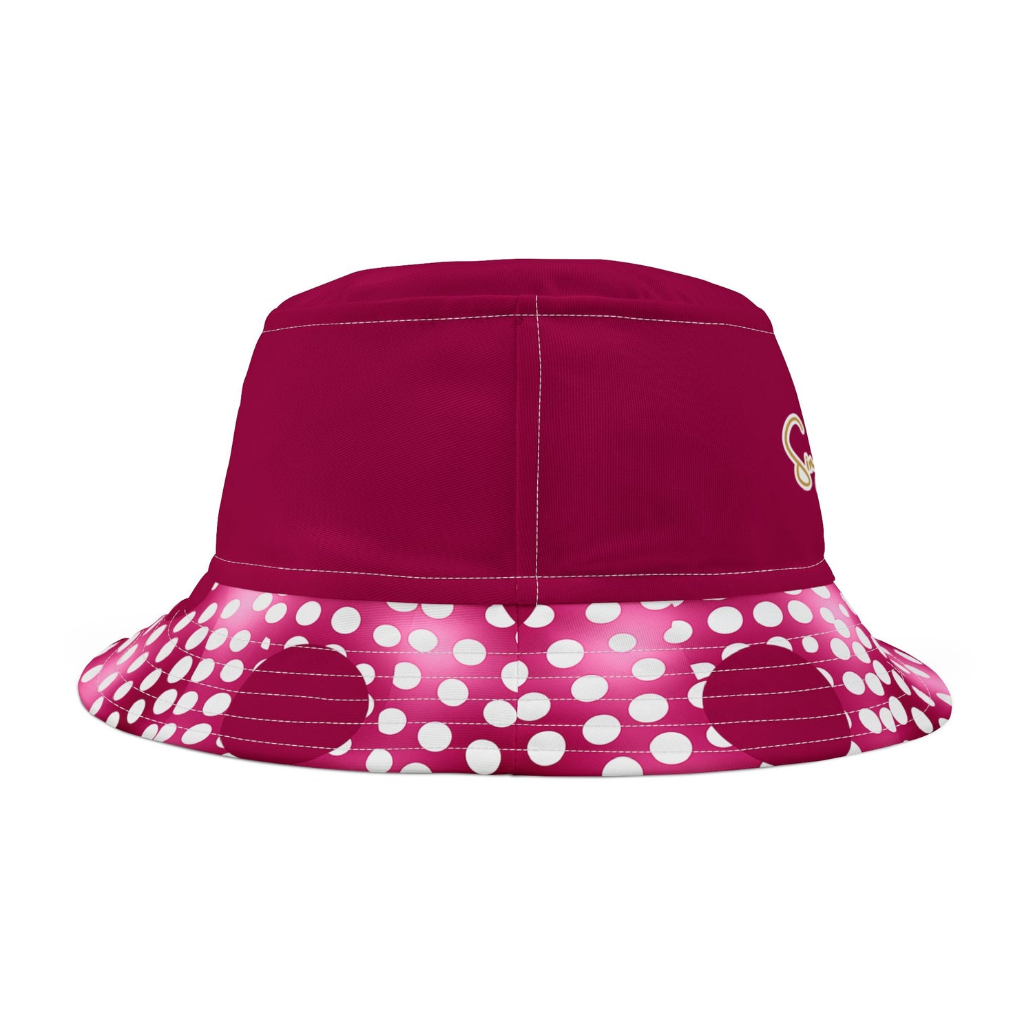 Pink Snowballs in Abstract Polka Dots Vibrant Bucket Hat