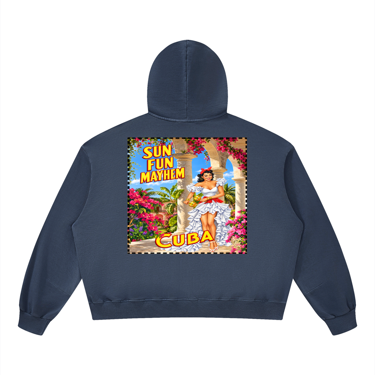 Sun Fun Mayhem in Cuba Unisex Boxy Vintage Washed Hoodie