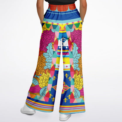Queenie Hippie Floral Stripe Eco-Poly Wide Leg Pants