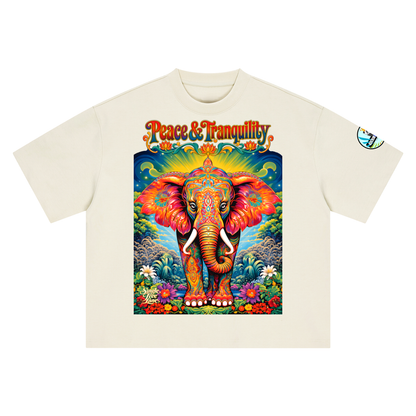 Peace &amp; Tranquility Elephant Boxy Oversized Unisex T-Shirt