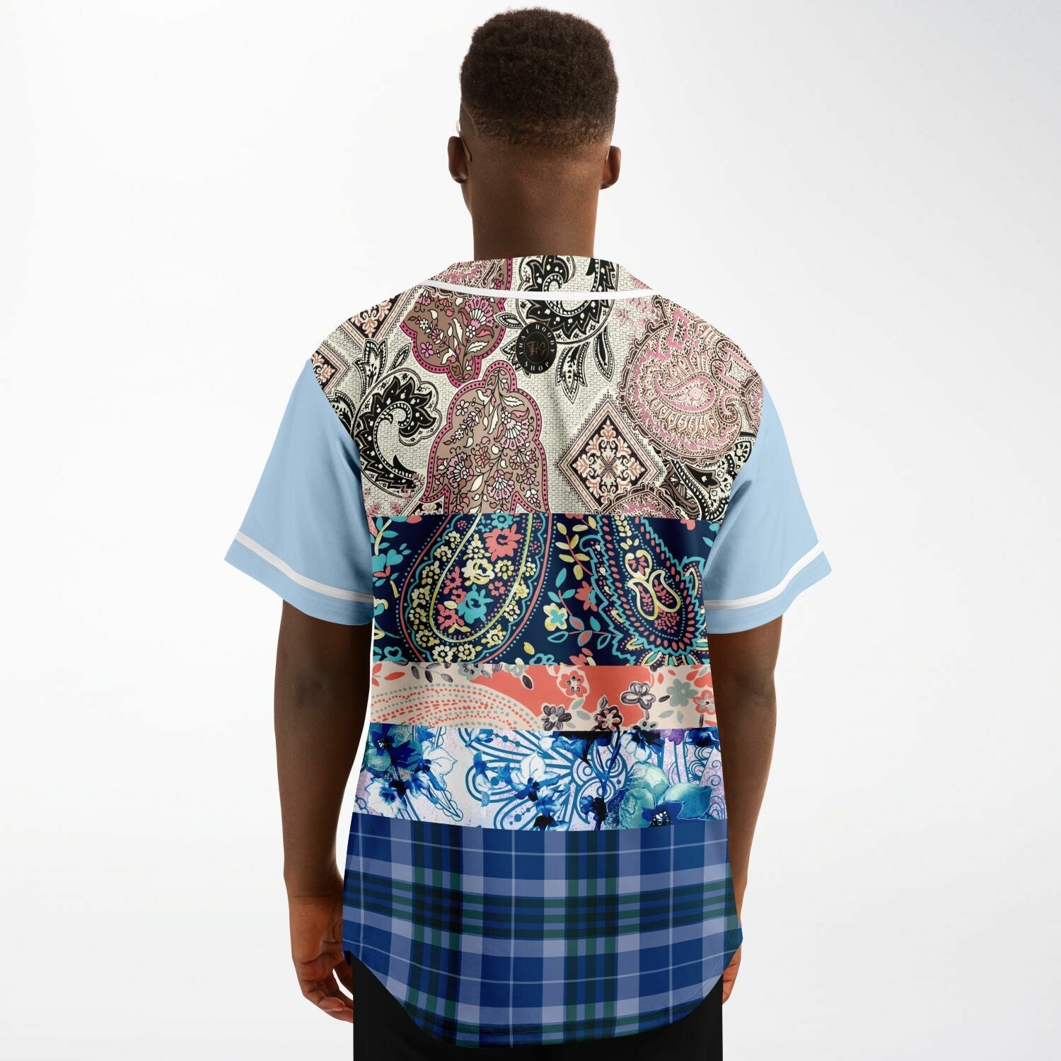 Dolores Park Paisley Print Short Sleeve Eco-Poly Baseball Jersey
