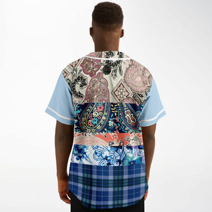 Dolores Park Paisley Print Short Sleeve Eco-Poly Baseball Jersey