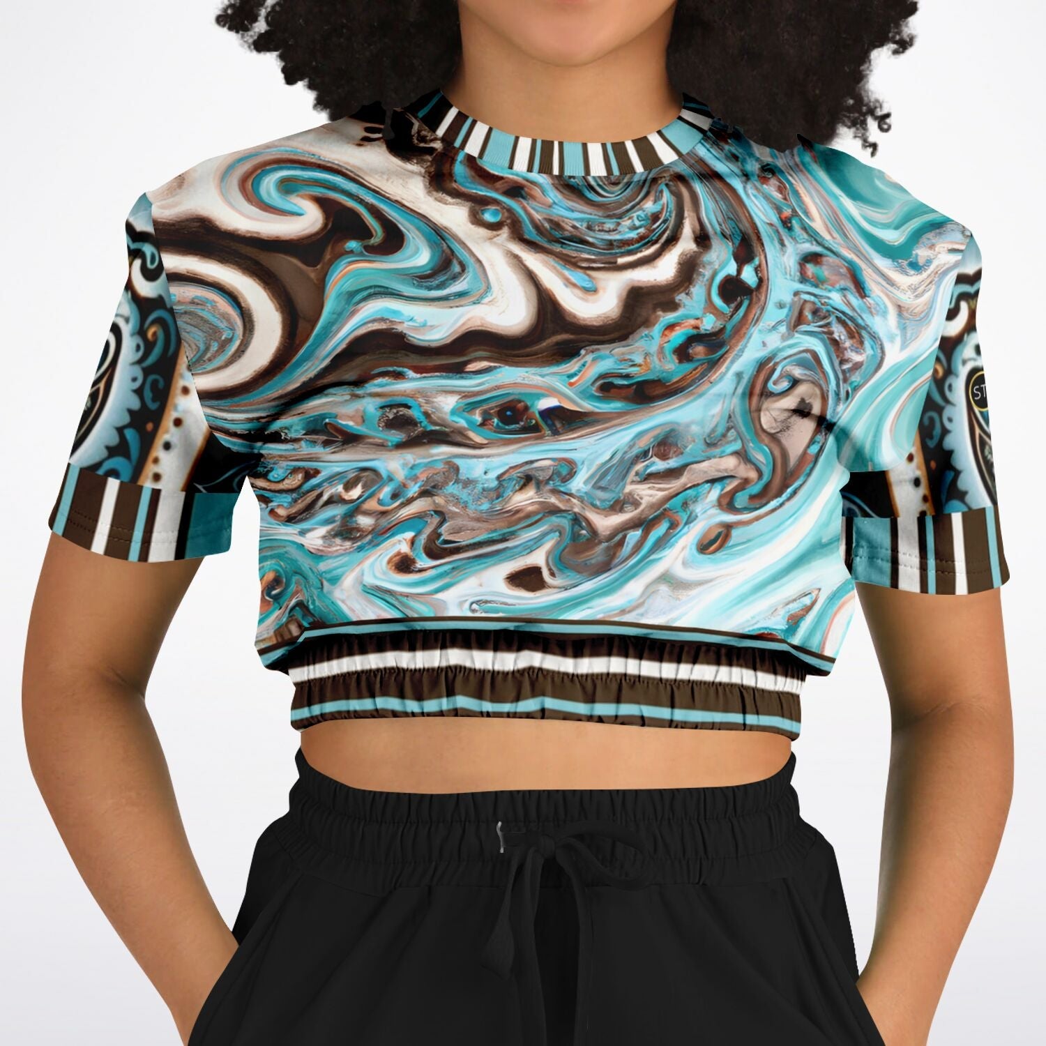 Turk and Caicos Eco-Poly Short Sleeve Cropped Pullover