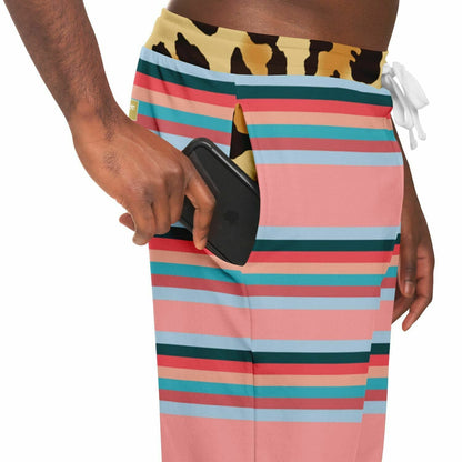 Blue Dragonfly Pink Striped Eco-Poly Unisex Joggers