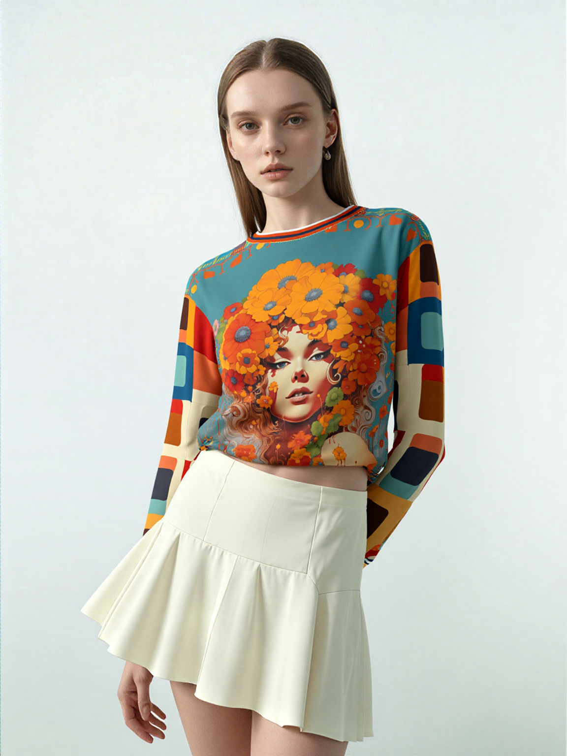 70s Girl in Bed of Flowers Unisex Sweatshirt (Gold Label)