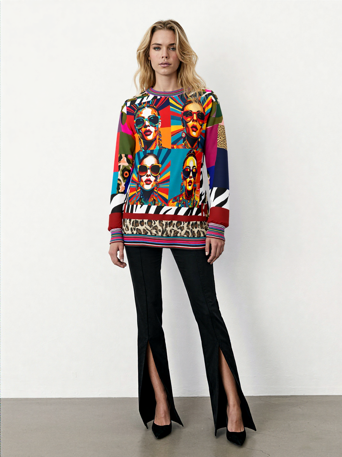 70s Rainbow Starburst Pop Star Colorblock Unisex Sweatshirt (Gold Label)