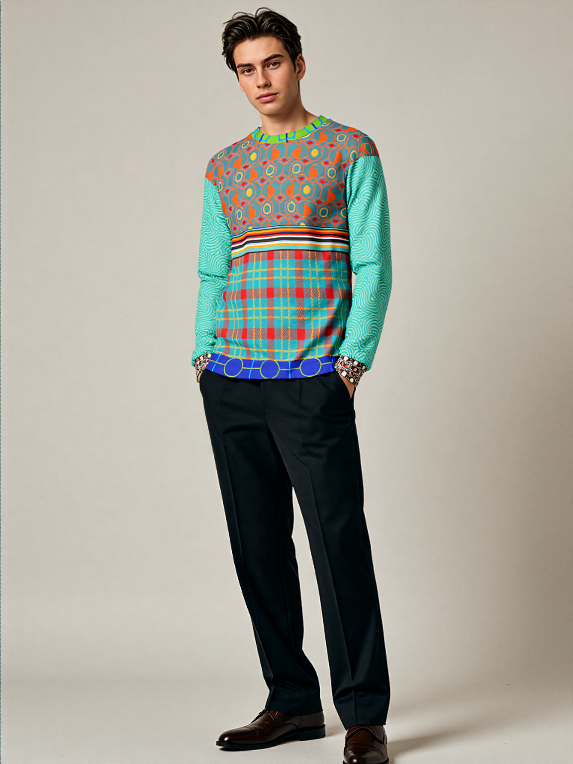 70s Retro Mixed Up Plaid Unisex Sweatshirt (Gold Label)