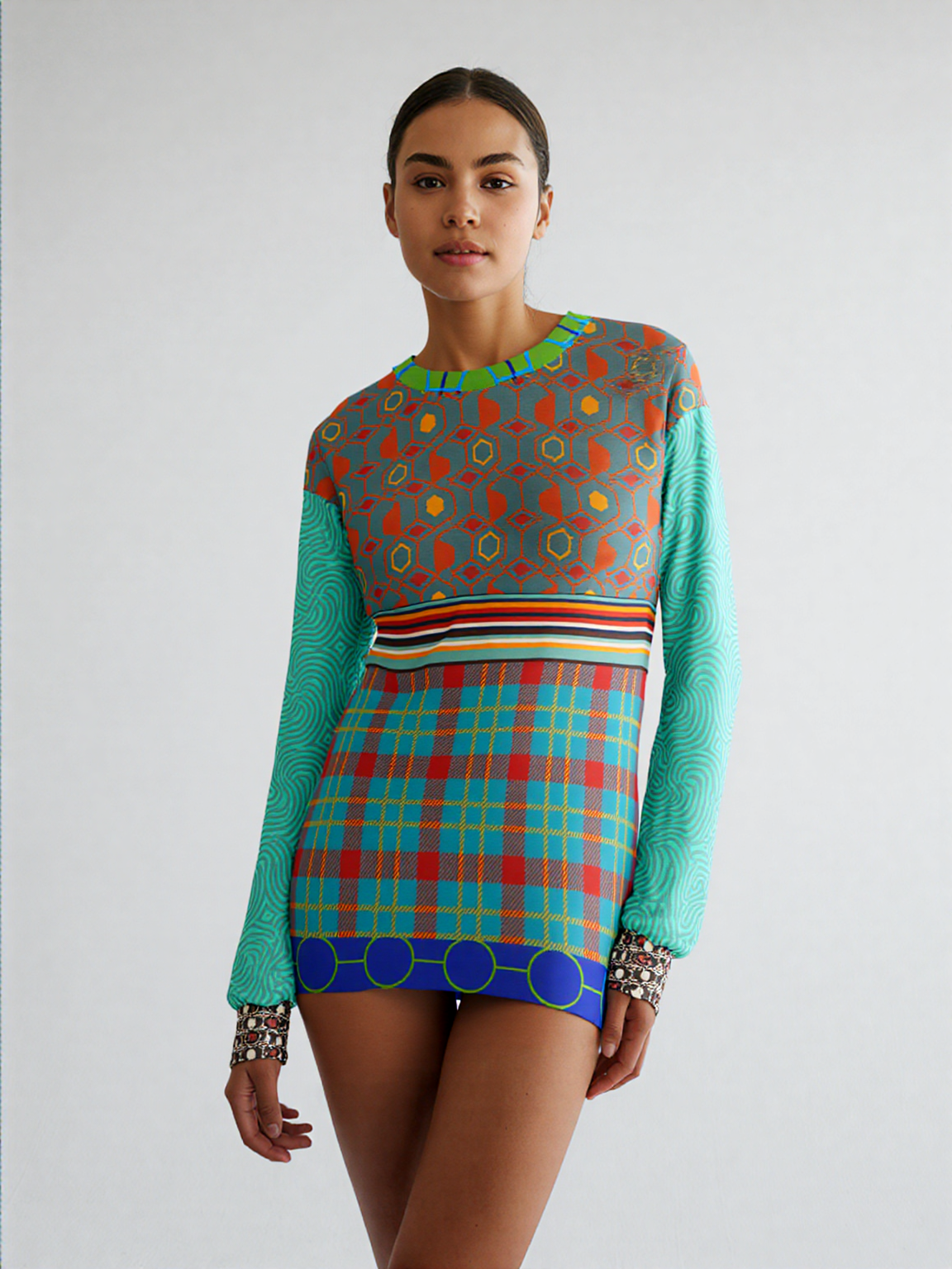 70s Retro Mixed Up Plaid Unisex Sweatshirt (Gold Label)