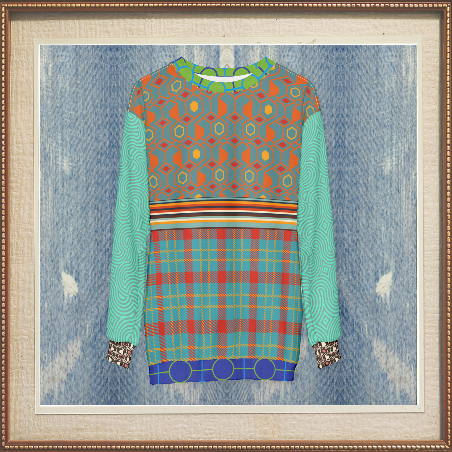 70s Retro Mixed Up Plaid Unisex Sweatshirt (Gold Label)