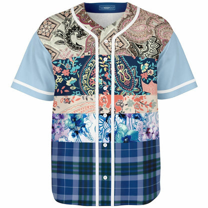 Dolores Park Paisley Print Short Sleeve Eco-Poly Baseball Jersey