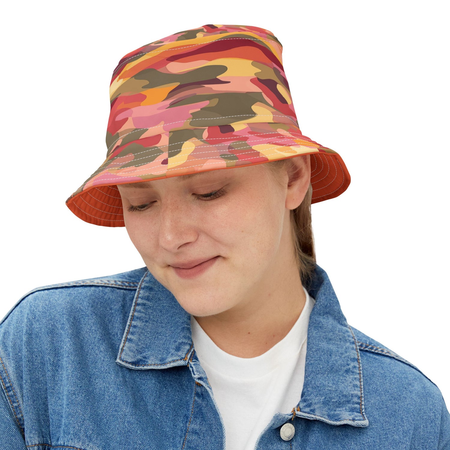 Orange Crush Groove Abstract Camo Vibrant Bucket Hat
