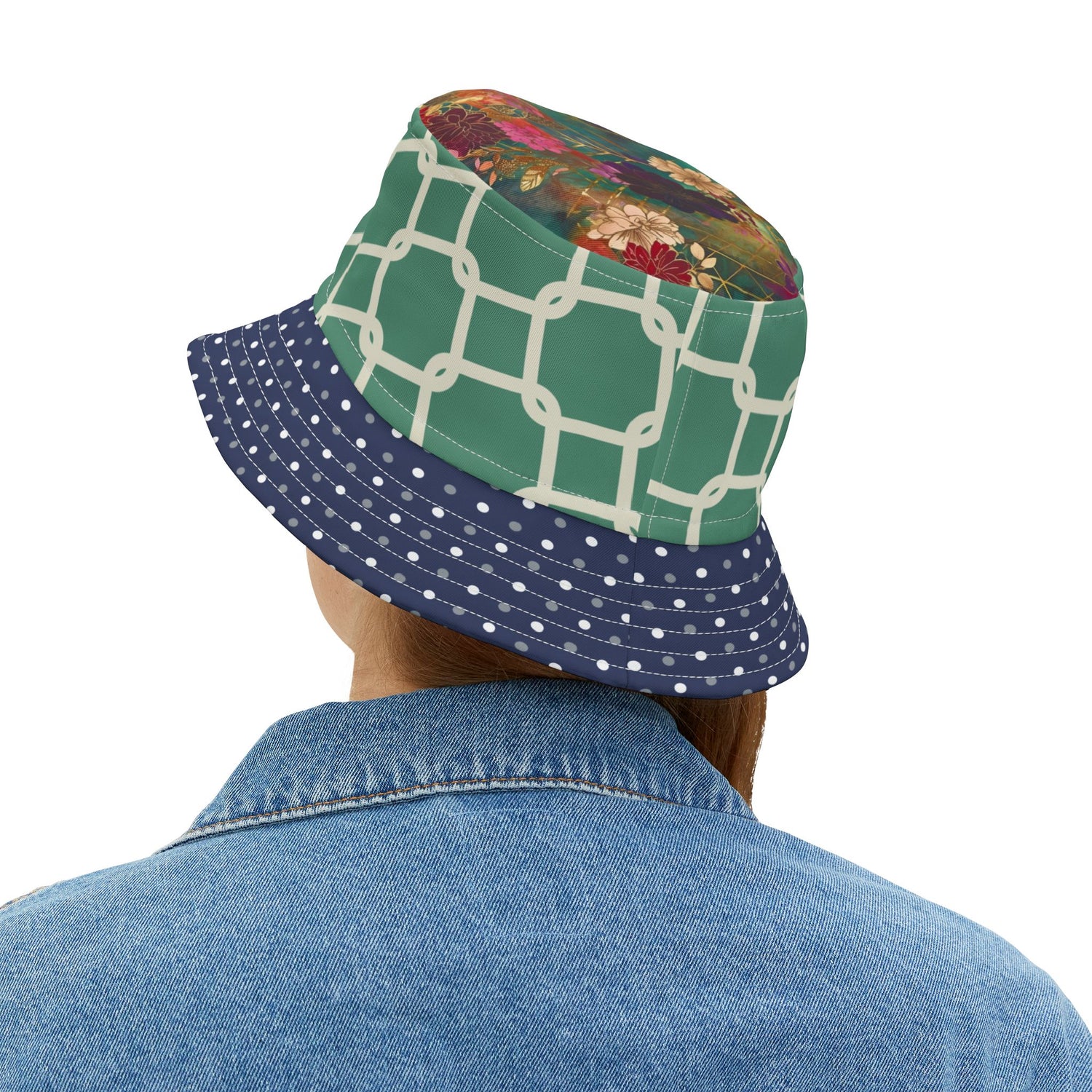 Chained and Confused Green Asian Floral Vibrant Bucket Hat