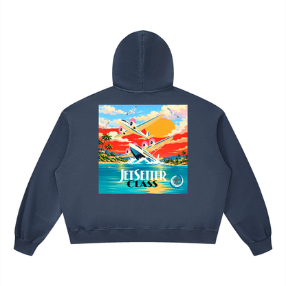 Jetsetter Class Luxury Travel Unisex Boxy Vintage Washed Hoodie