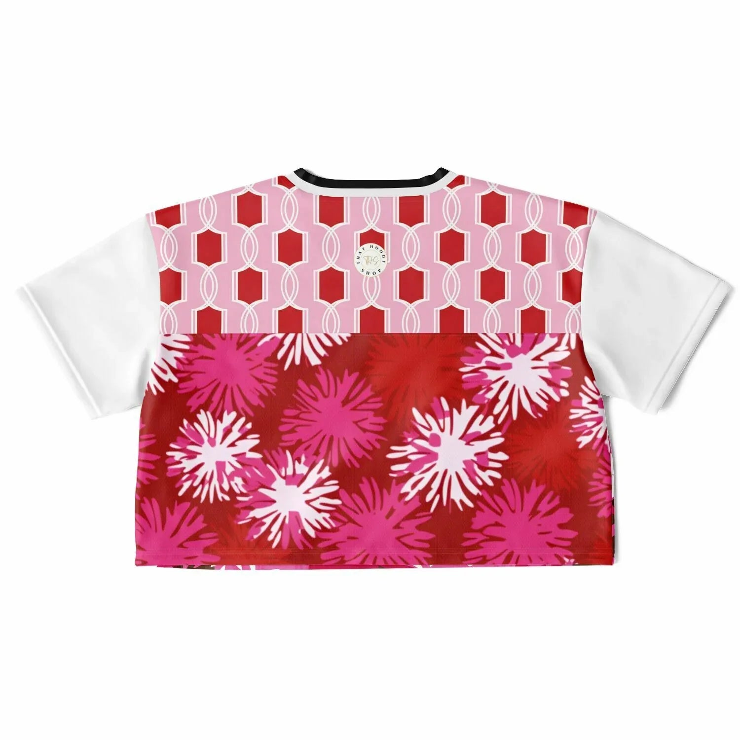 1976 California Pink Carnation Explosion Eco-Poly V-Neck Crop Jersey