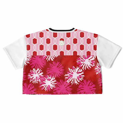 1976 California Pink Carnation Explosion Eco-Poly V-Neck Crop Jersey