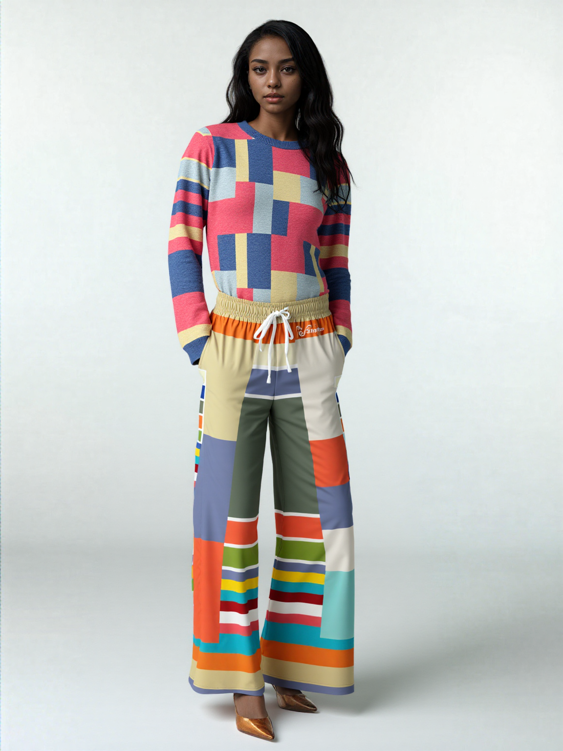 76 United Colorblock Stripe Knitted Crewneck Sweater