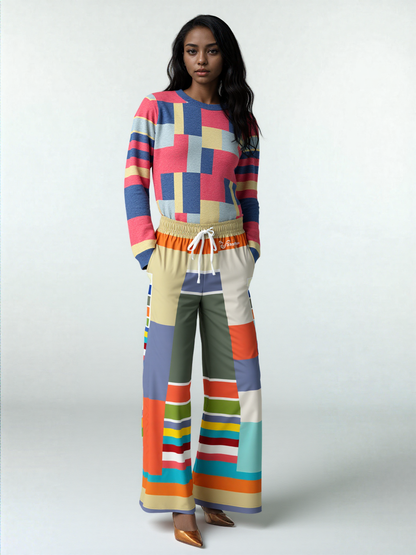 76 United Colorblock Stripe Knitted Crewneck Sweater